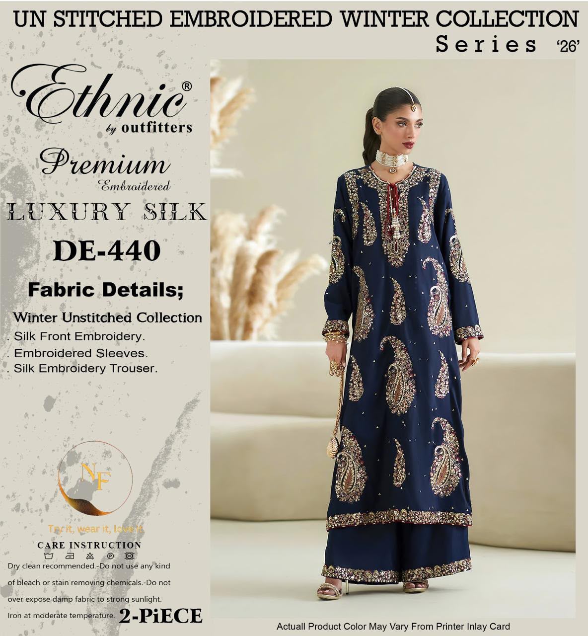 Dhanak embroidered luxury unstitched 2pc suit